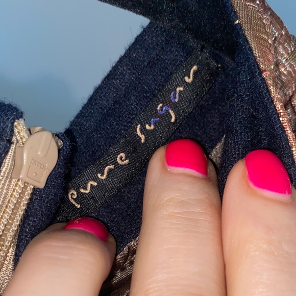 Chic Gold and Black Brocade Mini Dress - Picture 2 of 9